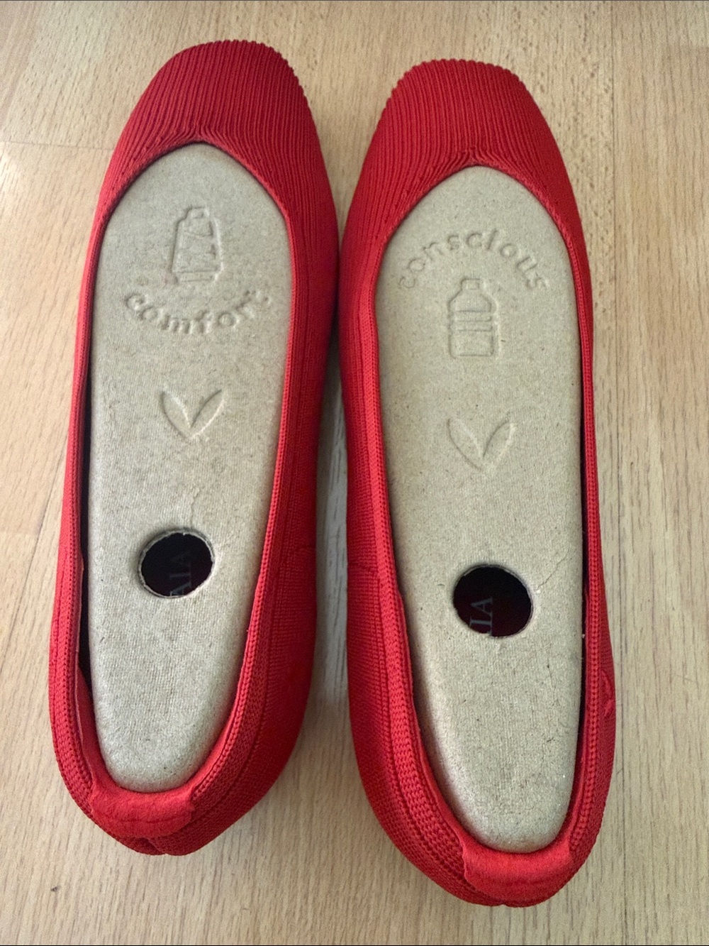 VIVAIA Margot Square-Toe V-Cut Flats Ruby Red EU 42 NWOT Knit Ballet Flats